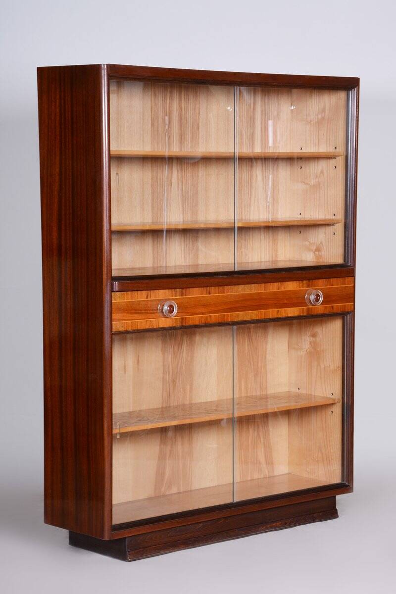 Art Deco Bookcase in Ash and Mahogany, Czech, 1940s