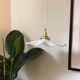 Vintage blue/light green serrated opaline pendant lamp