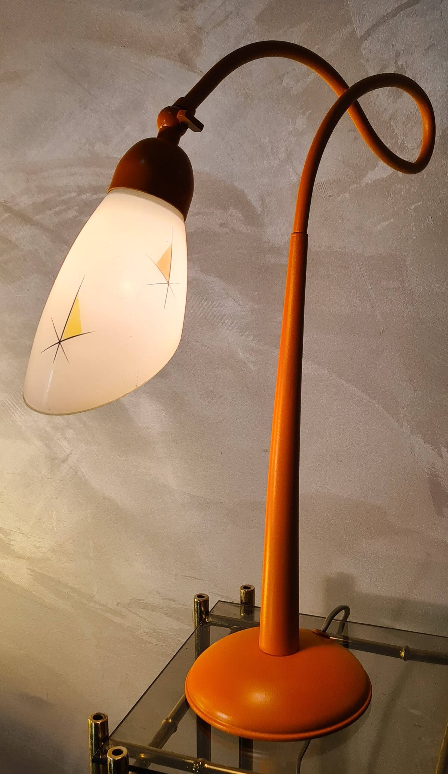 Orange painted steel lamp