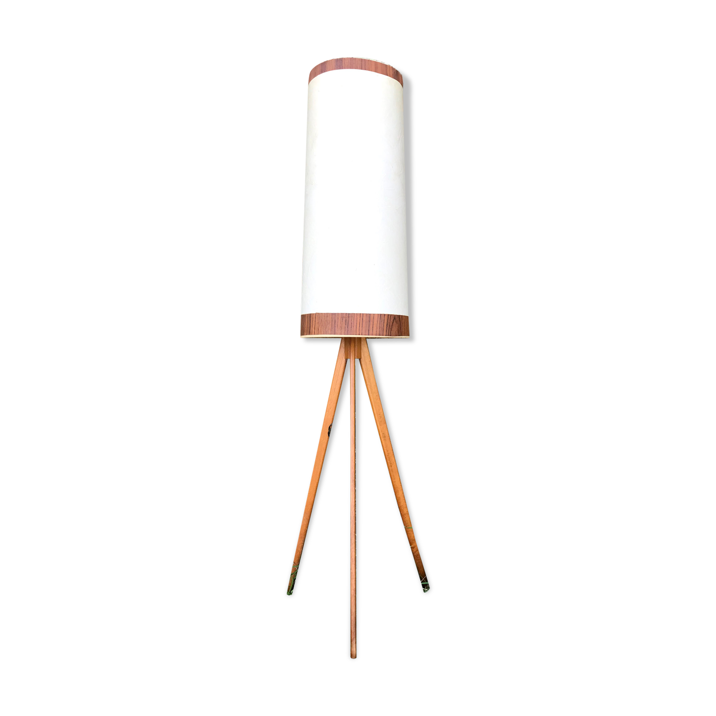 Tripod lampfloor, with vintage conical lampshade, 60s
