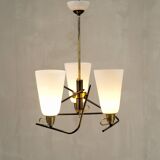 Italian chandelier with three opalines, 1950