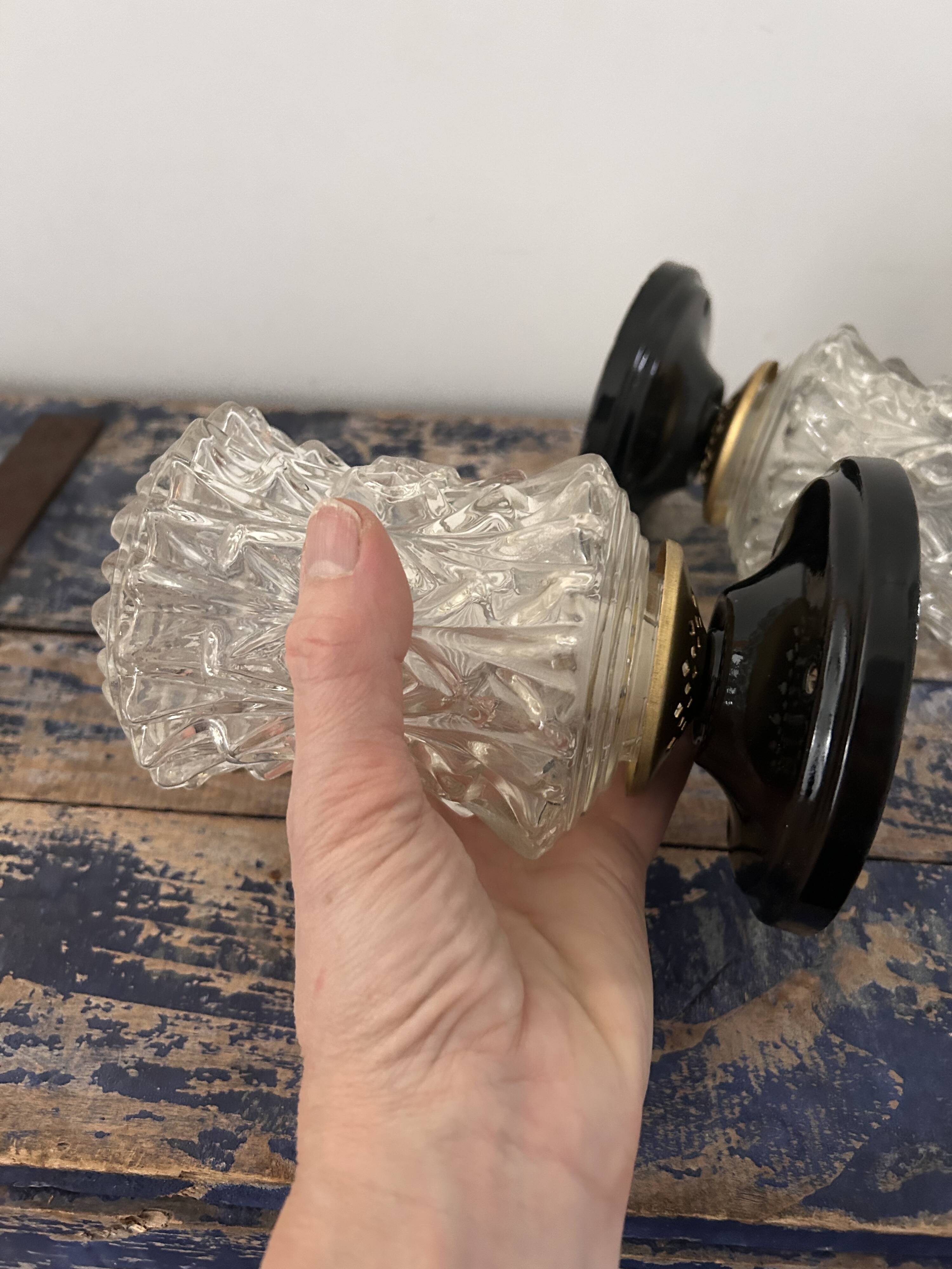 Set of two chiseled glass wall lights