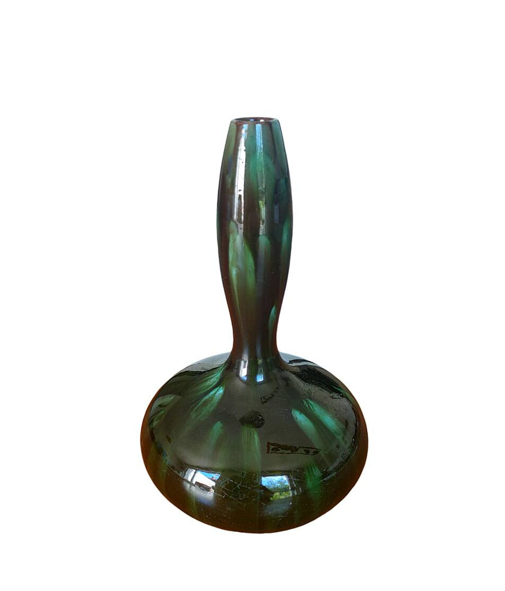 Art Nouveau 1900 ceramic soliflore vase, Clément MASSIER, Golfe-Juan (AM)