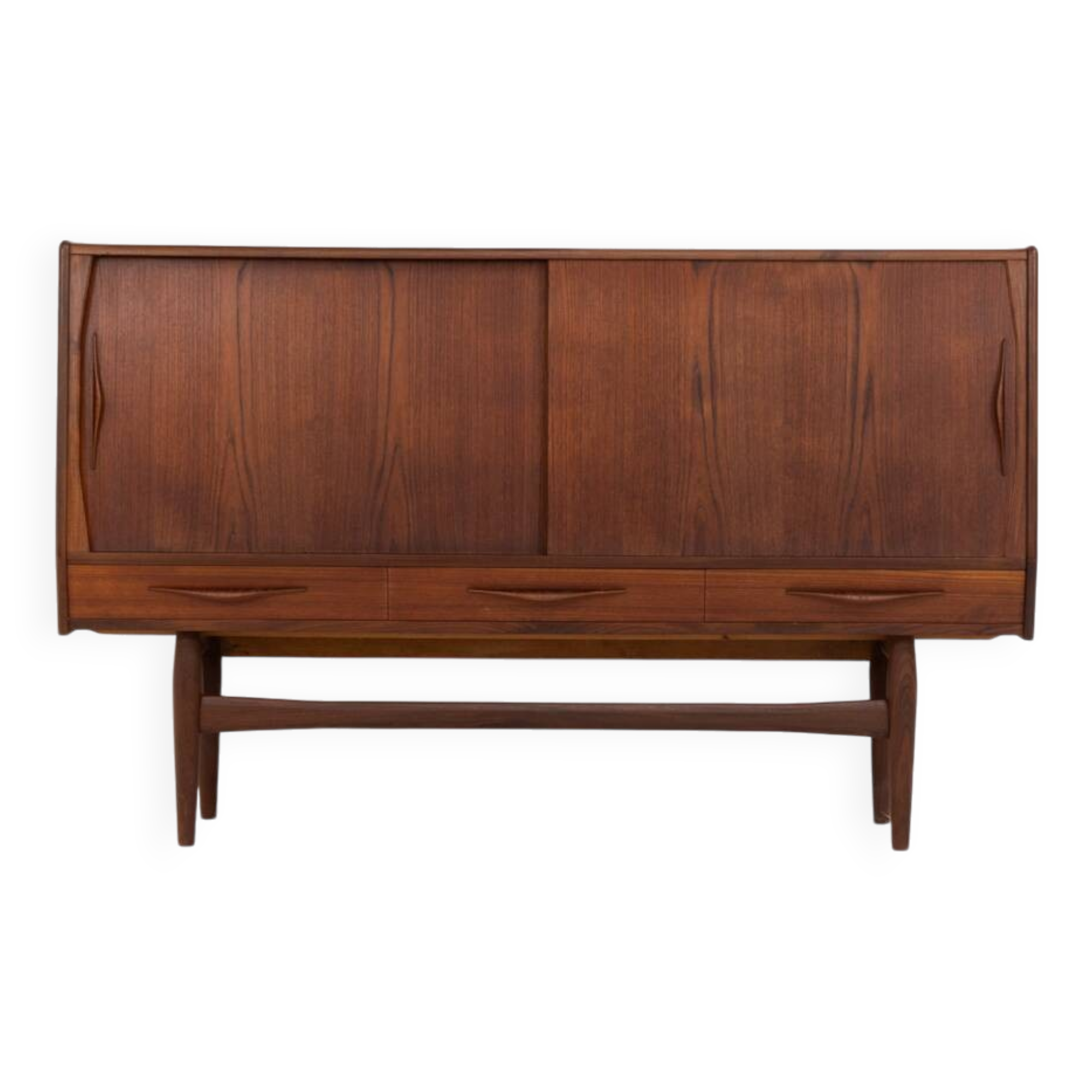 Teak highboard by Jensen & Mølholm (Denmark, 1960s).
