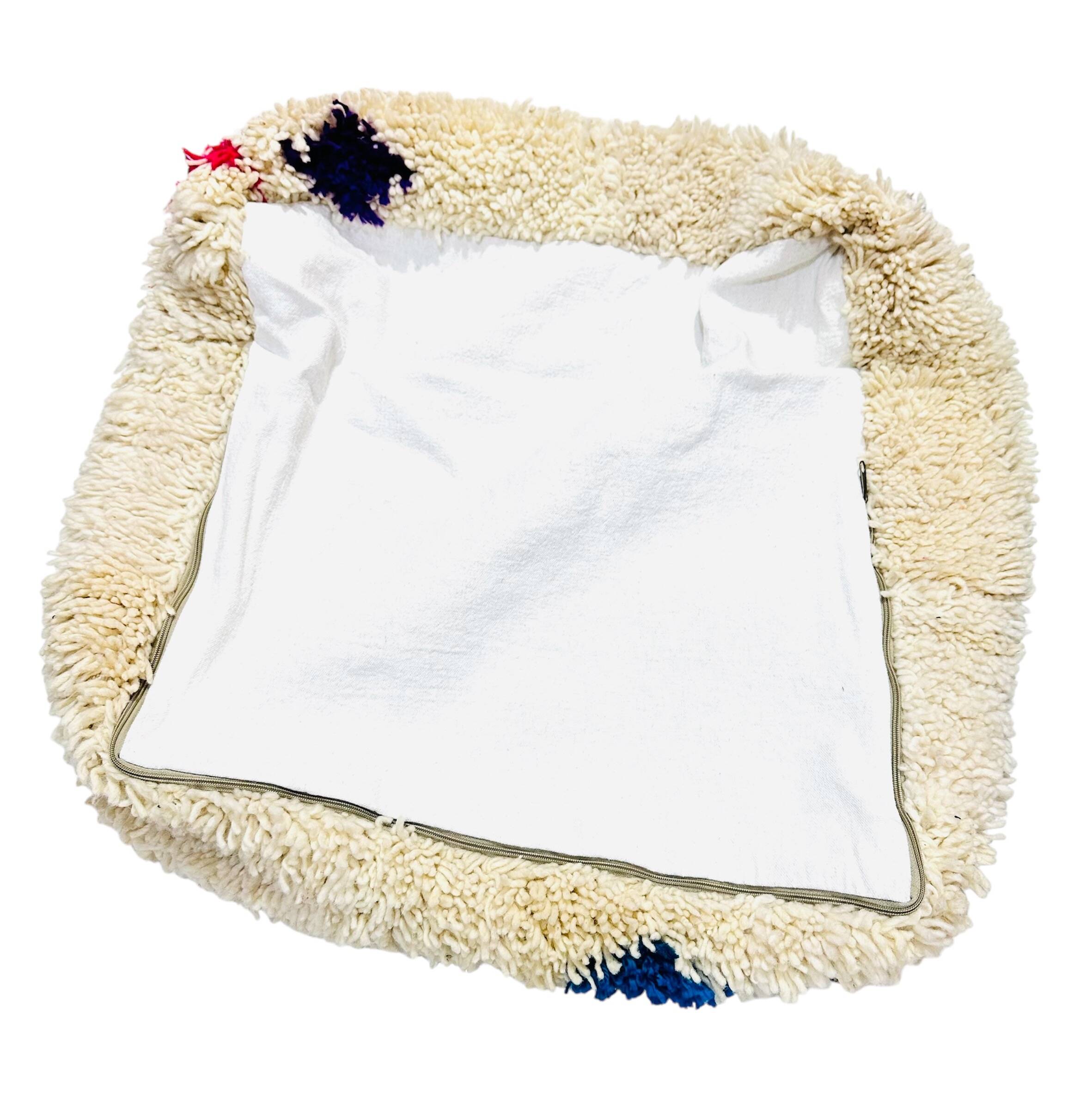 Berber floor cushion, Beni ouarain, Boujaad, Azilal Moroccan pouf pure wool 60 x 60 x 20 cm