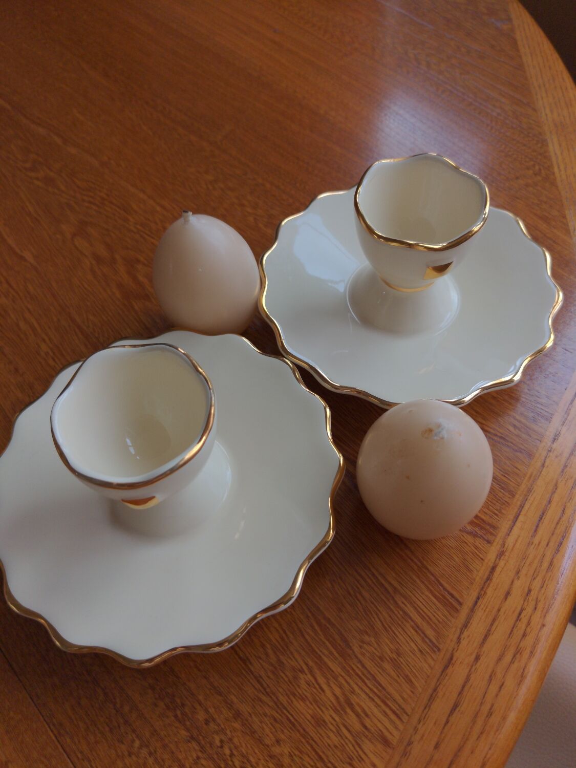 Lot two eggcups ceramic artichoke