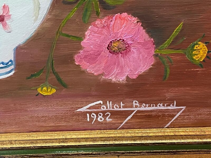 bouquet of flowers - oil or acrylic on canvas, signed Collot Bernard 1982