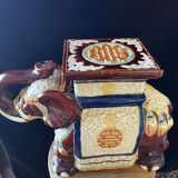 Vintage 70s xl ceramic elephant plant pot - brown