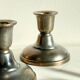 Industrial candle holders steel and silver bronze vintage