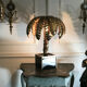 Palm tree table lamp in gilded metal and base in glass plates style year 70