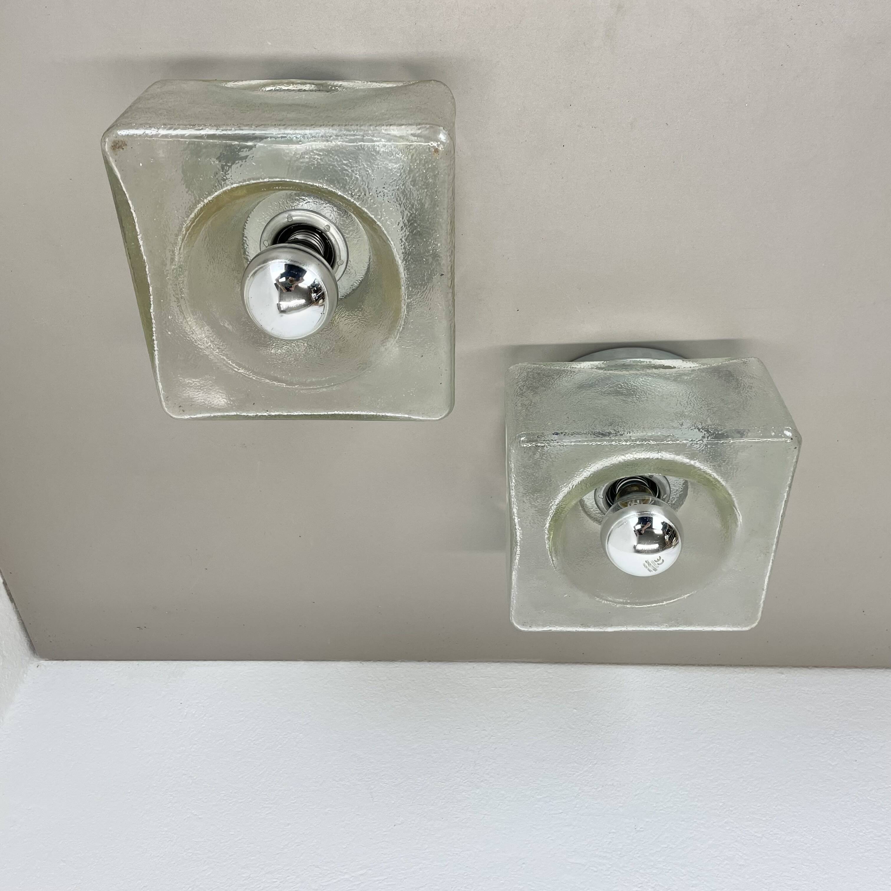 set of 2 CUBIC Ice Glass Ceiling Light, by J. T. Kalmar Lights, Austria