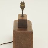 Brutalist artisanal lamp in solid wood (oak) vintage Circa 1960