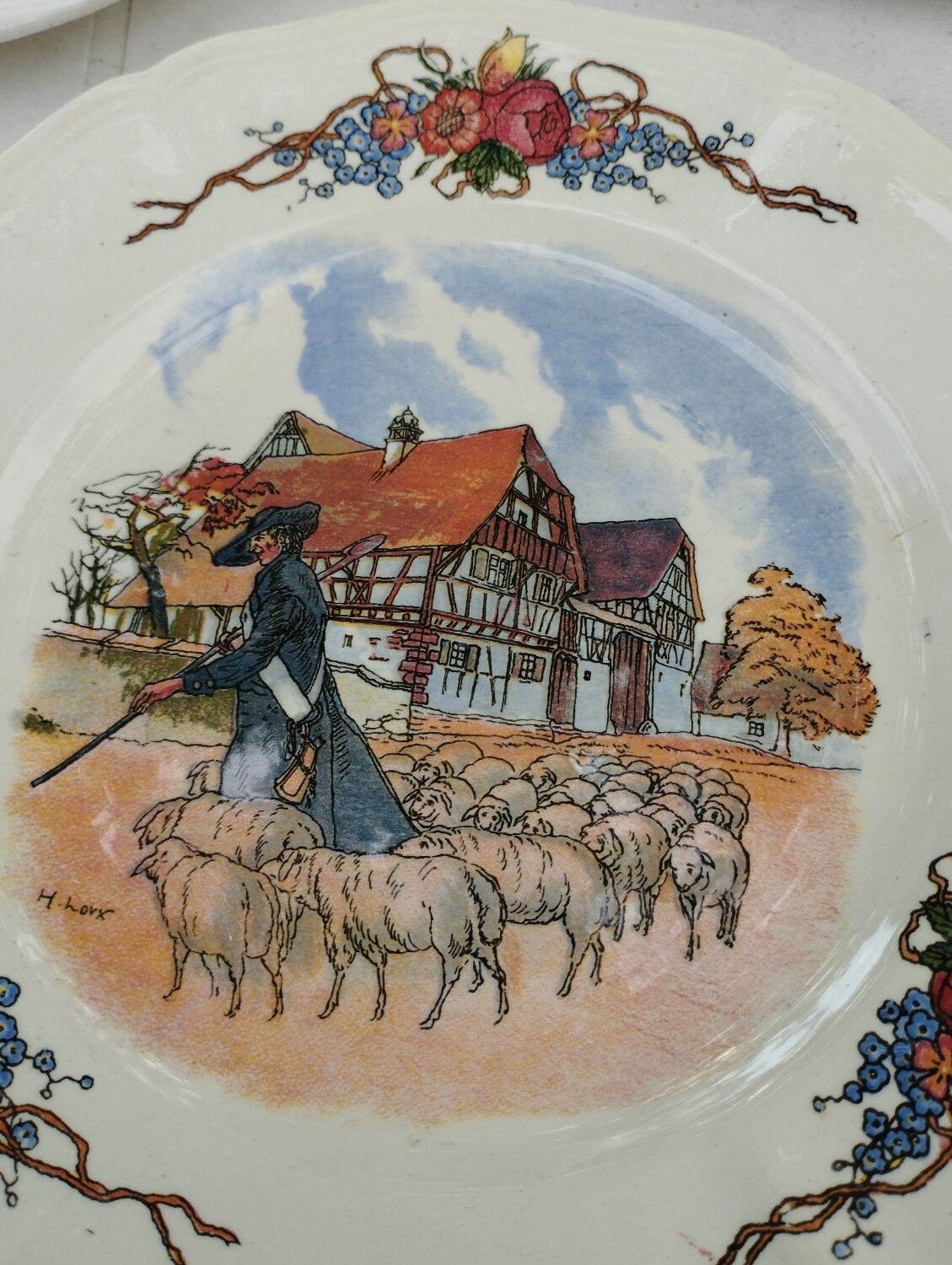 Alsatian plates Obernai earthenware Sarreguemines