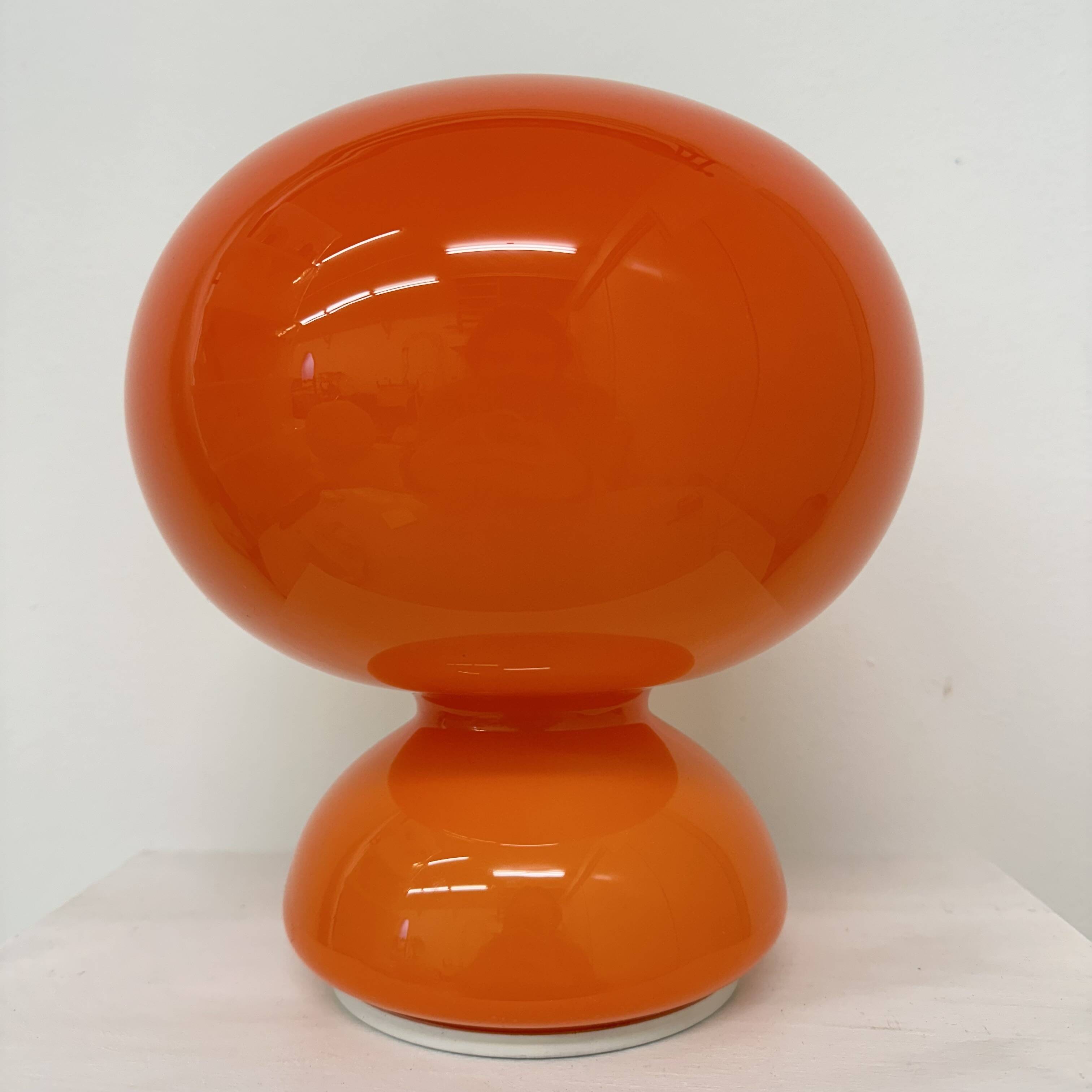 Space age orange glass table lamp , 1970s