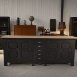 Large 4-door, 5-drawer sideboard in solid oak, 1950s