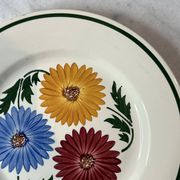 Set of 6 Chalons plates Digoin Sarreguemines with painted floral decoration.