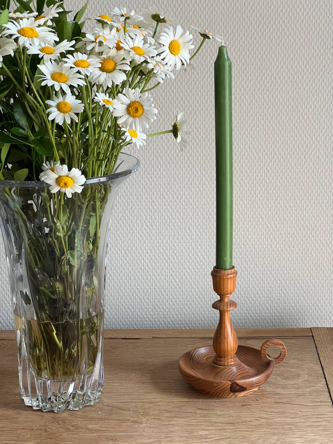 Scandinavian pine candle holder, 1970