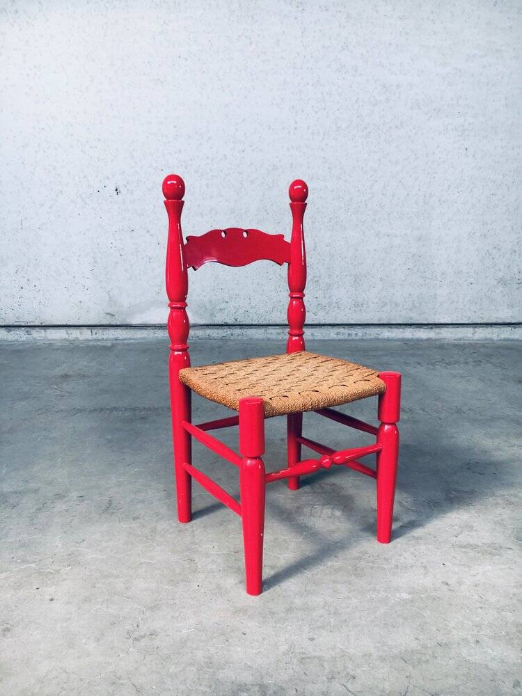 Set of Scandinavian Country Design Red Side Chairs, Sweden, 1960s