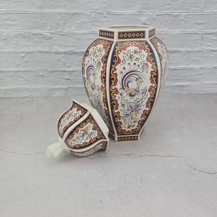Antique Chinese vase or B&G Italy potiche in multicoloured porcelain
