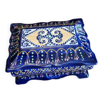 Ceramic box HB Henriot Quimper pointillism