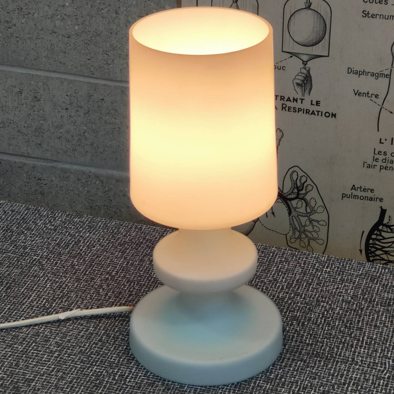 Ivan Jakes satin white opaline table lamp 1960