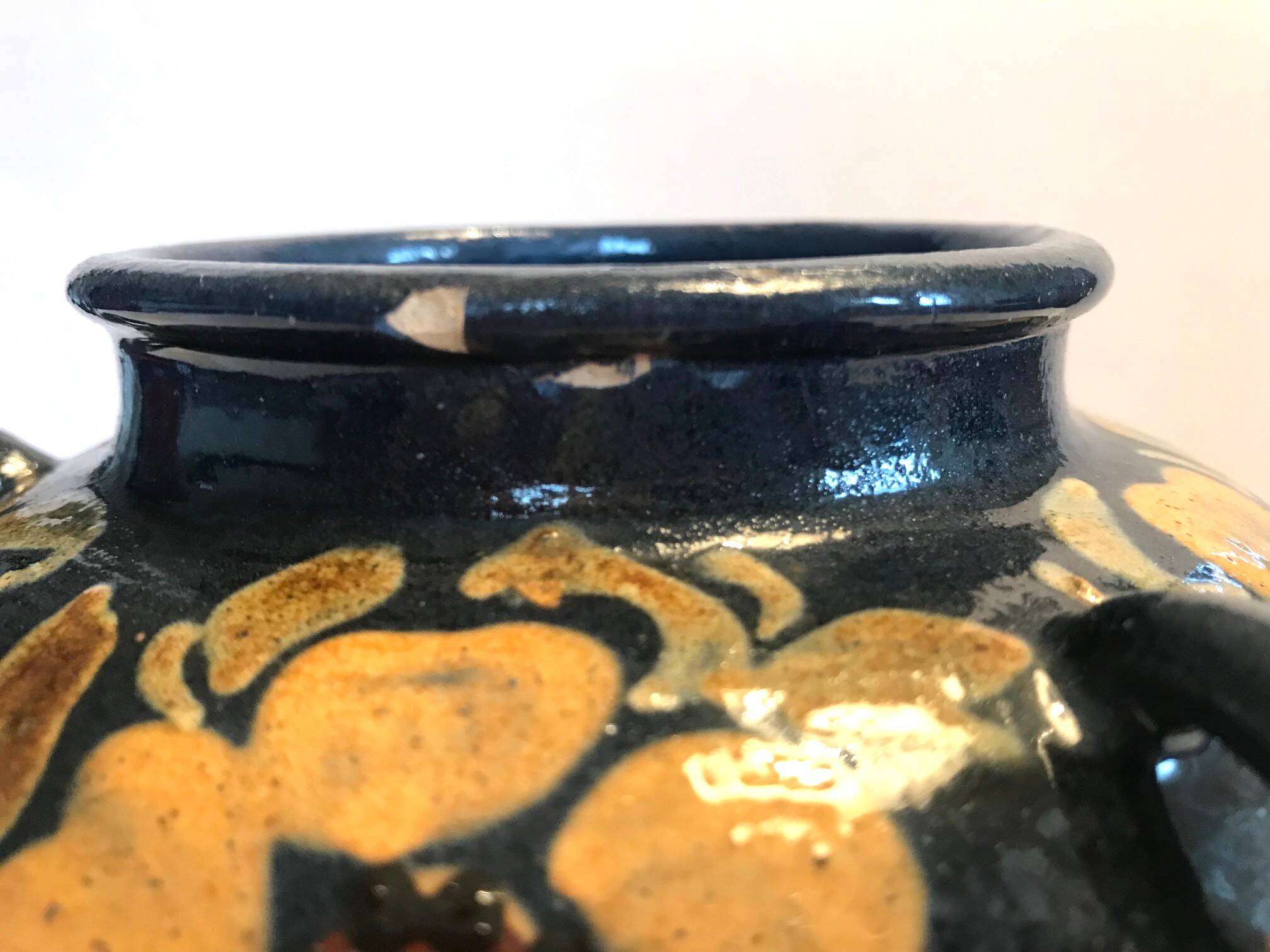 Glazed ceramic round vase Léon Elchinger