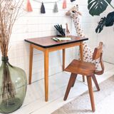 Bureau d’enfant vintage Mid-Century en bois table d’écolier rétro pour cham