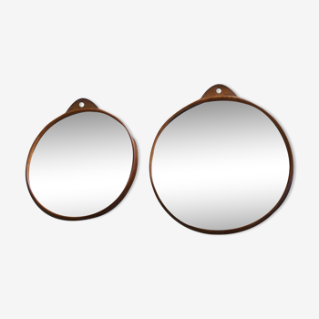 Pair of 1960 leather mirrors