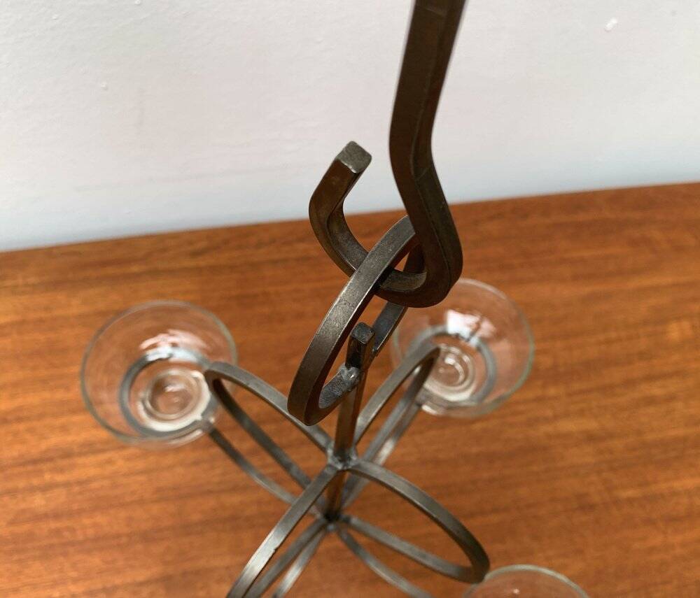 Bougeoir danois en métal et verre du milieu du siècle, années 1960
