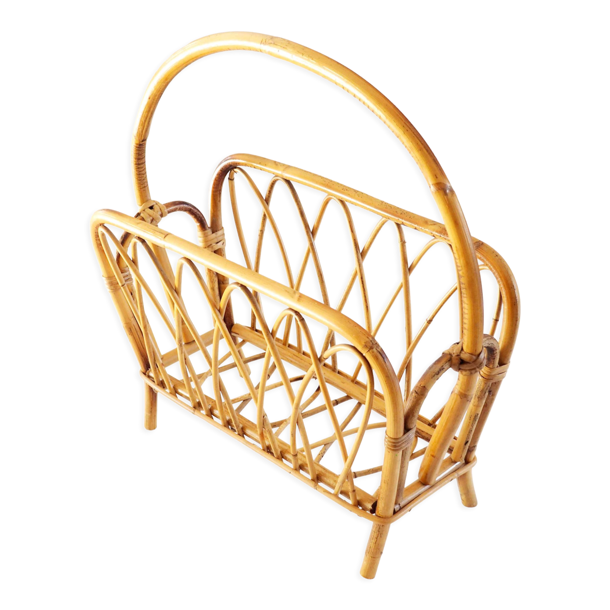 Rattan magazine holder