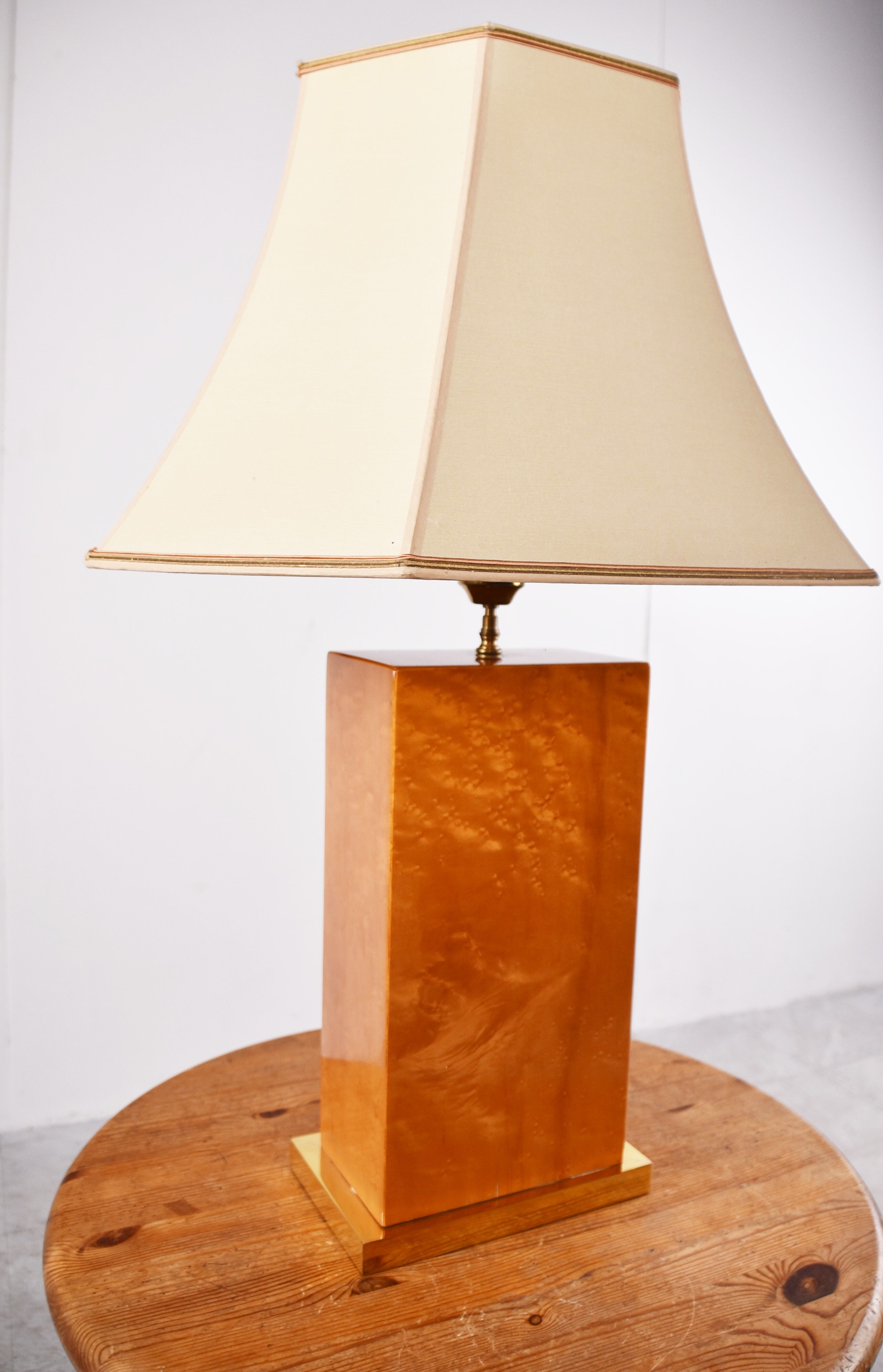 Vintage burl wood table lamp, 1970s