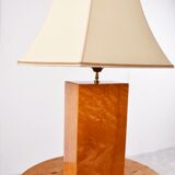 Lampe de table vintage en bois de loupe, années 1970