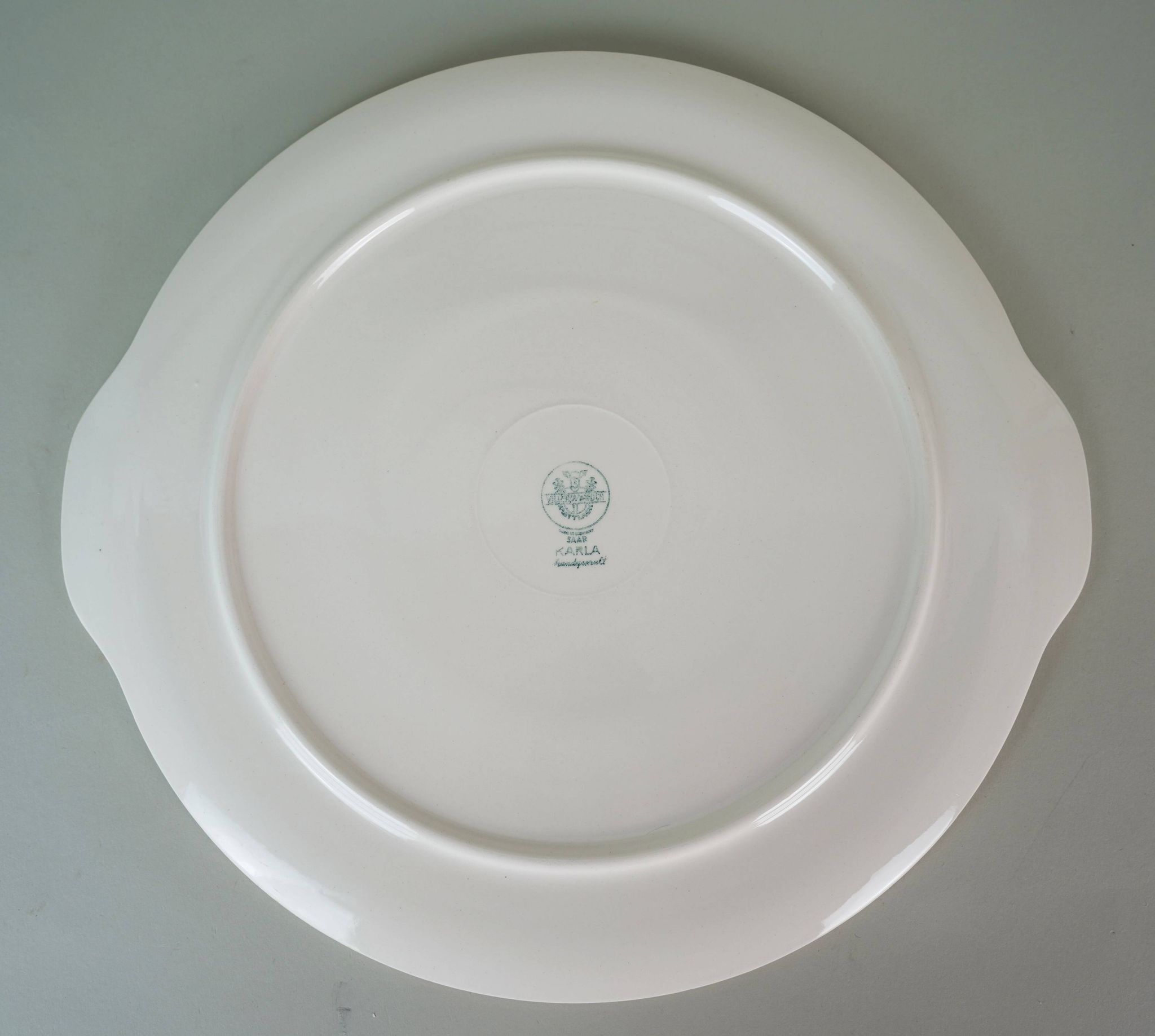 Rare 1950s cake plate villeroy & boch hand painted decor 'karla'