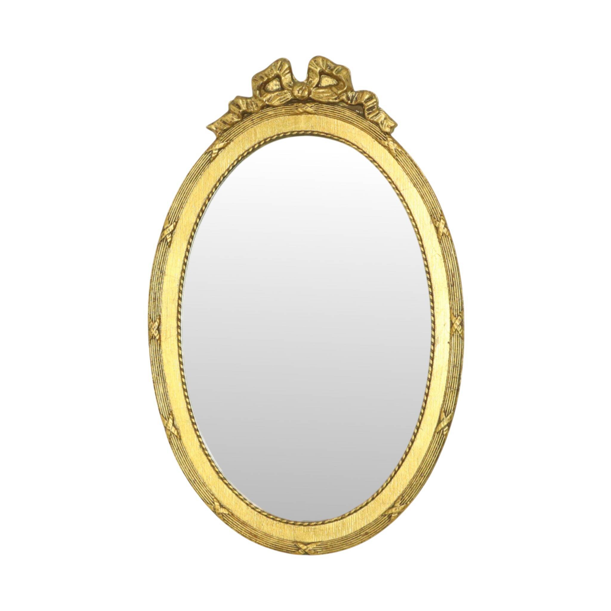 French Oval Facet Cut Mirror with Bow Classic 51cm