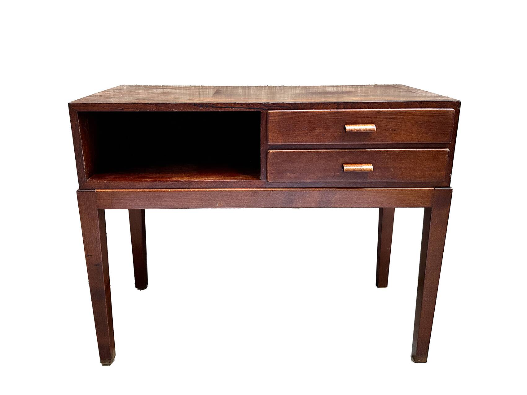 Entrance table made of stained beech wood, large space and two drawers