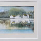 Aquarelle paysage cabanons provençaux