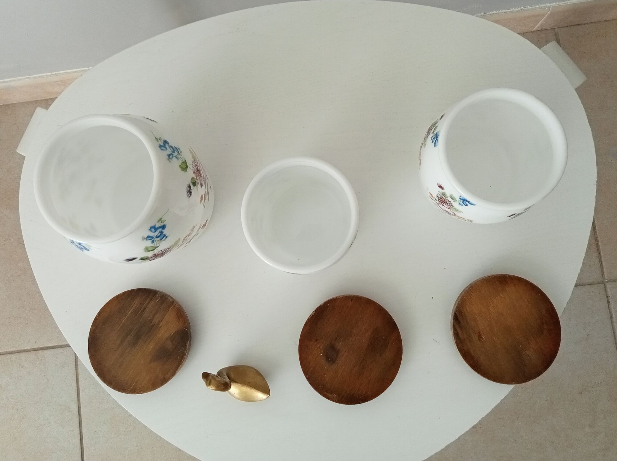 Set of 3 old porcelain pots 30s/40s