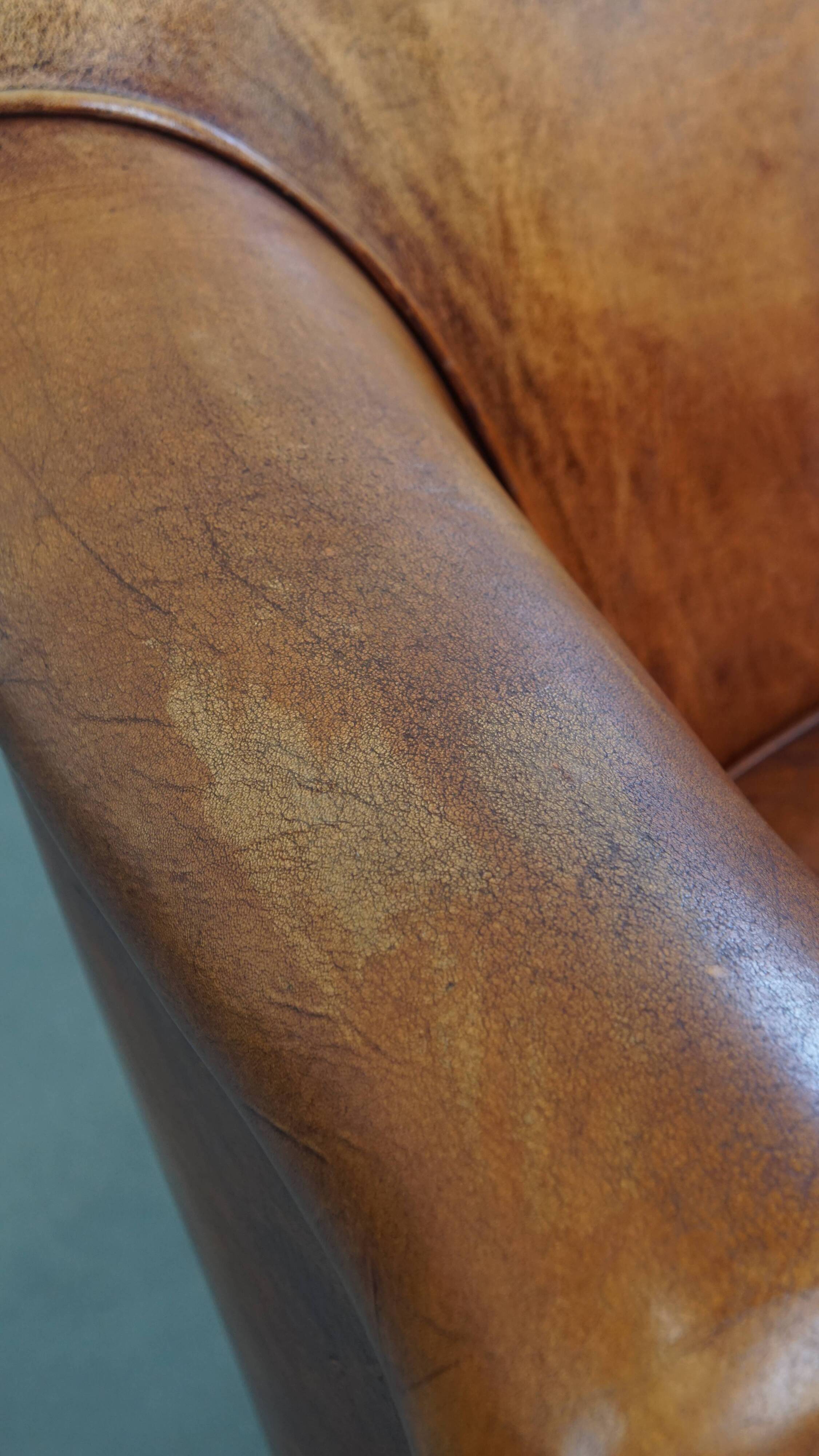 Sheepskin leather club chair