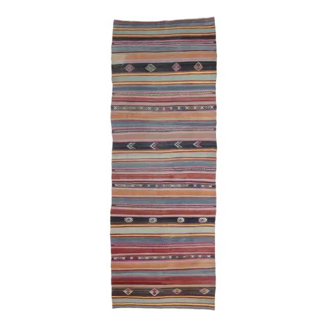 Turkish handwoven wool kilim rug 116x325