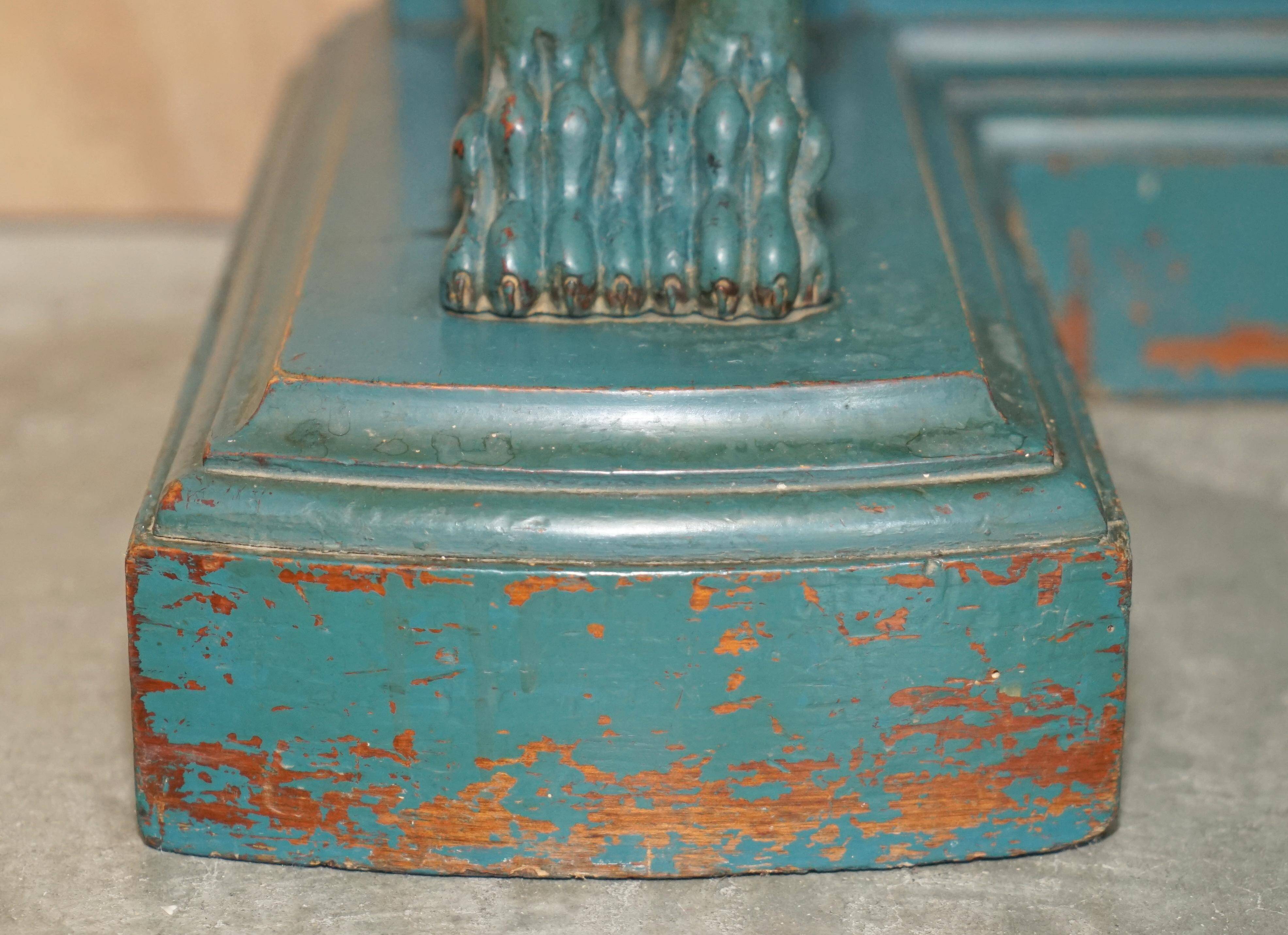 Antique hand-carved console circa 1880 with a marble top.