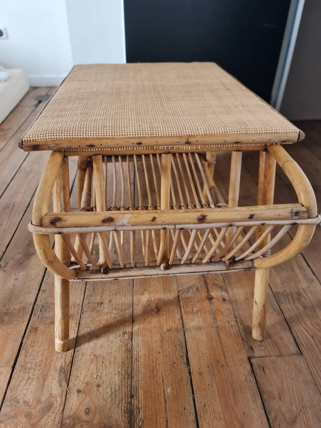 1950s 60s rattan coffee table