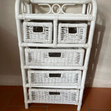 White rattan chest of drawers