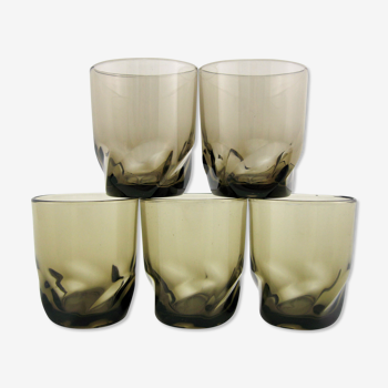 Set of 5 glass cups Luminarc Arcoroc France 70s