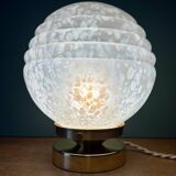 Vintage Art Deco globe table lamp in white Clichy glass