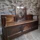 Old French popular art bench from Auvergne, circa 1800–1850