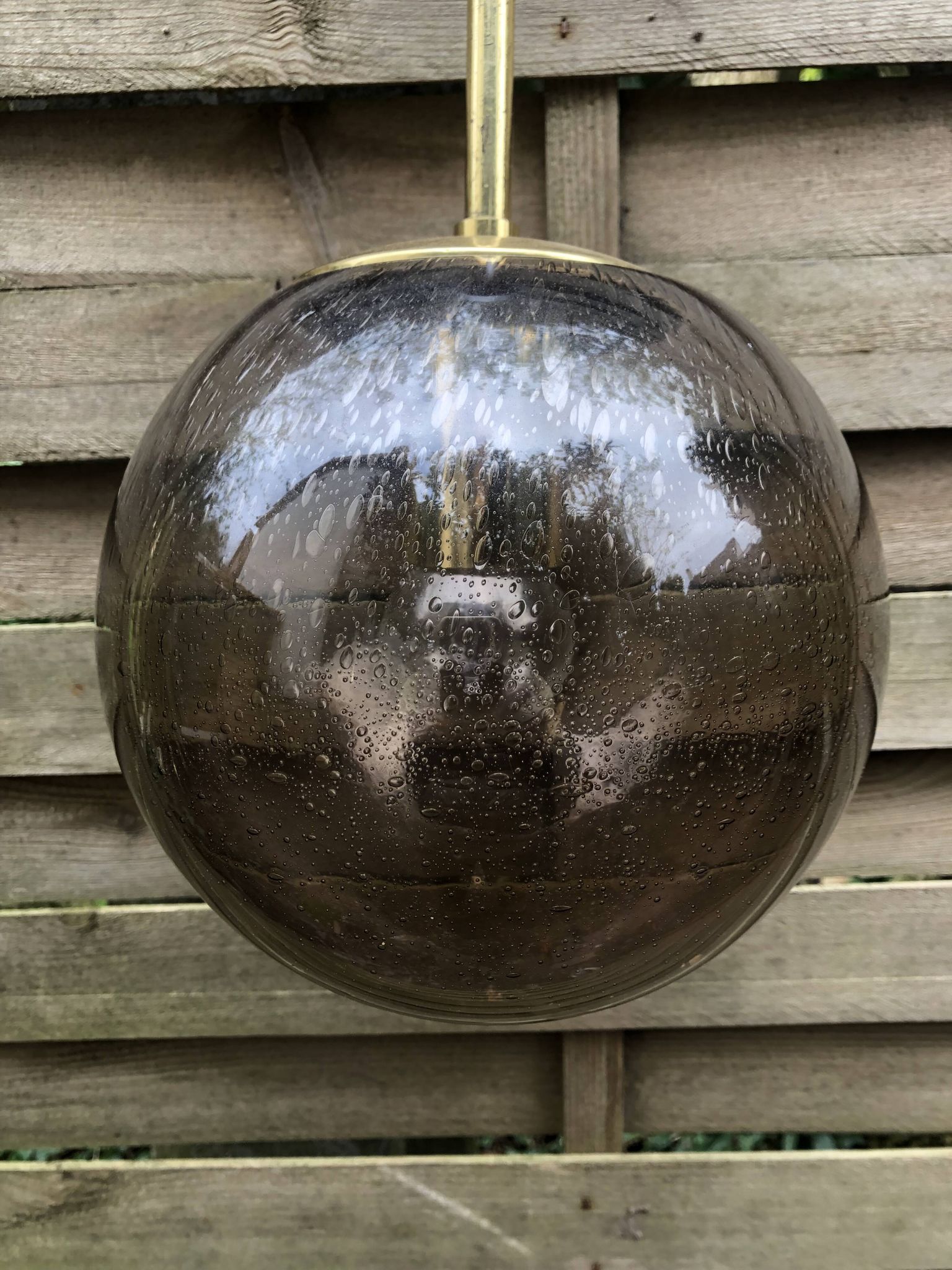 Yellow glass pendant lamp from Biot, 1970s