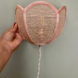 Vintage lampshade wall light in pink natural material