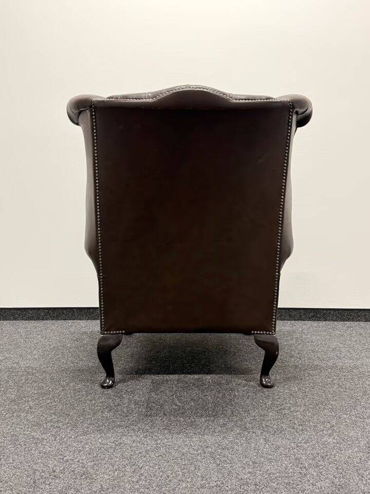Brown Leather Chesterfield Wing Chair