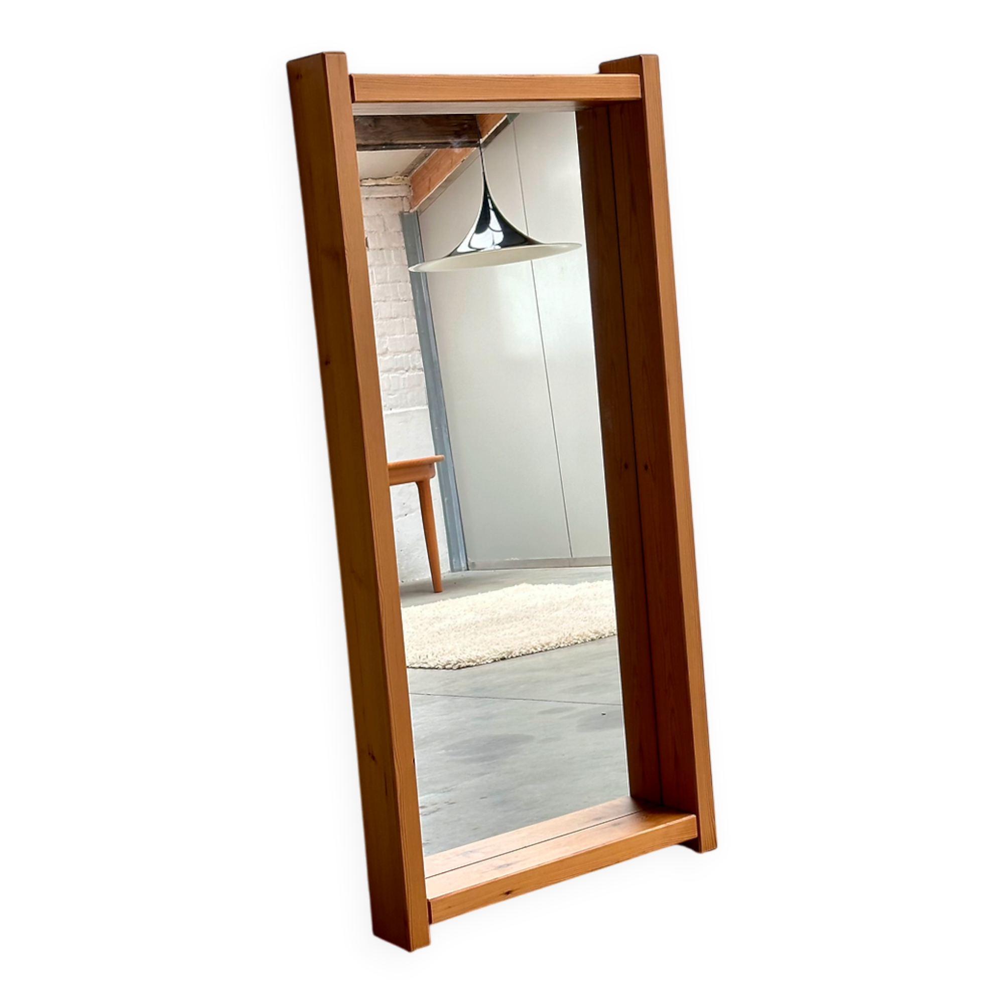 Large mirror in Swedish pine, 1970s