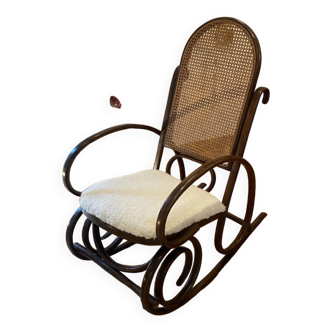 Rocking-chair en bois et cannage